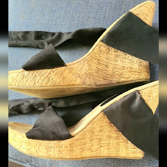 BLAKE SCOTT LACE UP WEDGE HEEL BLACK 8.5 - Picture 12 of 12